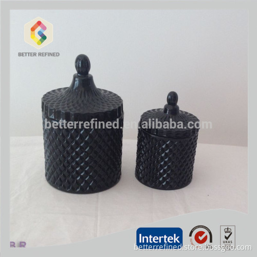Votive Holder Type black glass candle jar